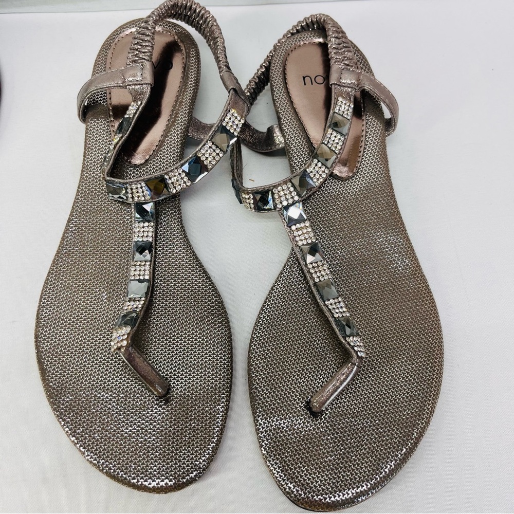 Novo Shoes Metallic Sandals with‎ Gem Accents
